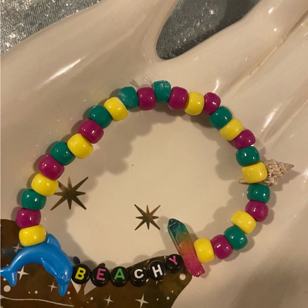 Kandi crystal seashell bracelet beaded kawaii